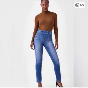 SPANX Women's Light Blue Indigo High Rise Straight Leg Jeans - Small